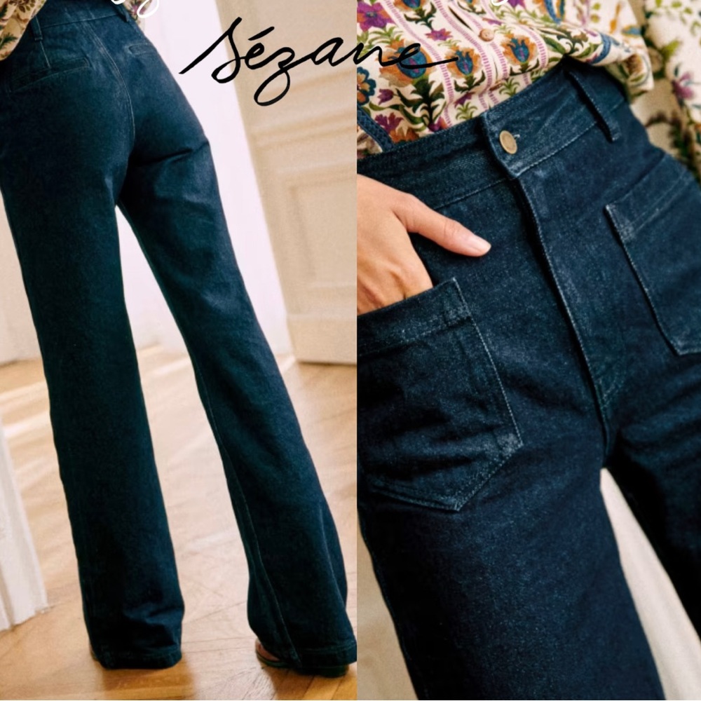 NWT Sezane Eric Wide Leg Denim Trouser
